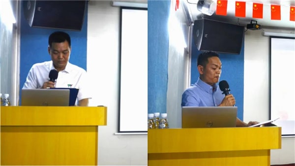 中境董事長（左），總經理（右）發(fā)表講話
